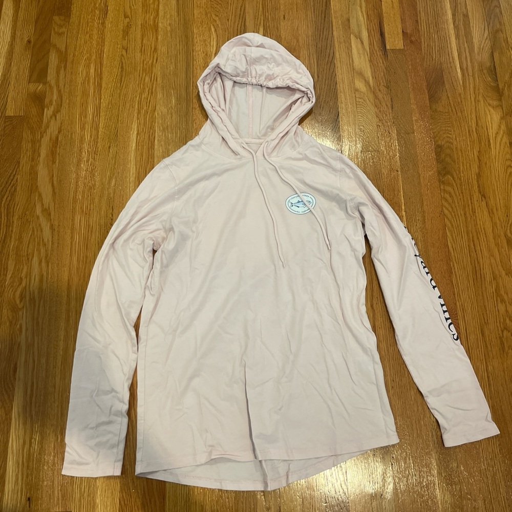 Vineyard Vines Pink Hooded Shirt with Logo